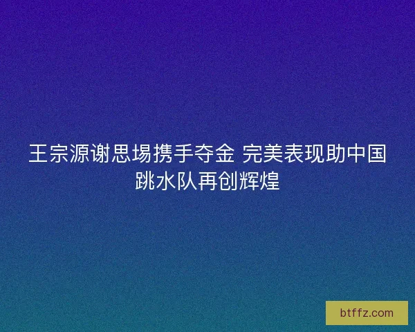 王宗源谢思埸携手夺金 完美表现助中国跳水队再创辉煌