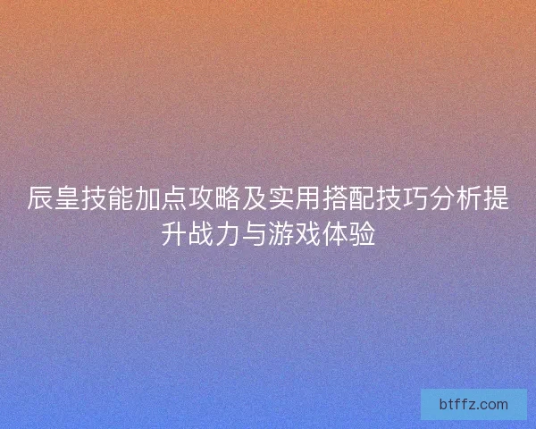 辰皇技能加点攻略及实用搭配技巧分析提升战力与游戏体验